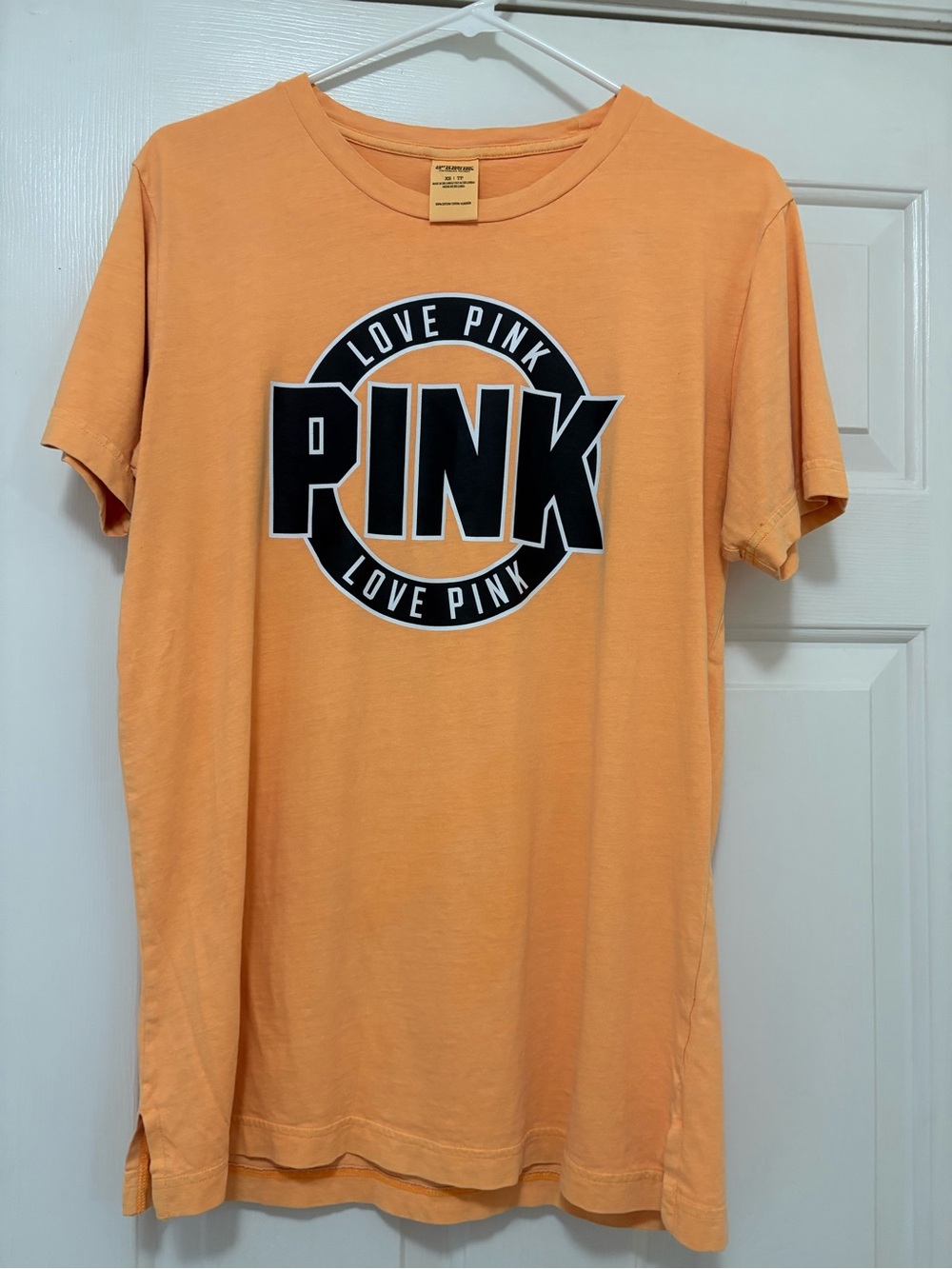PINK Victoria's Secret Orange Graphic Logo Tee